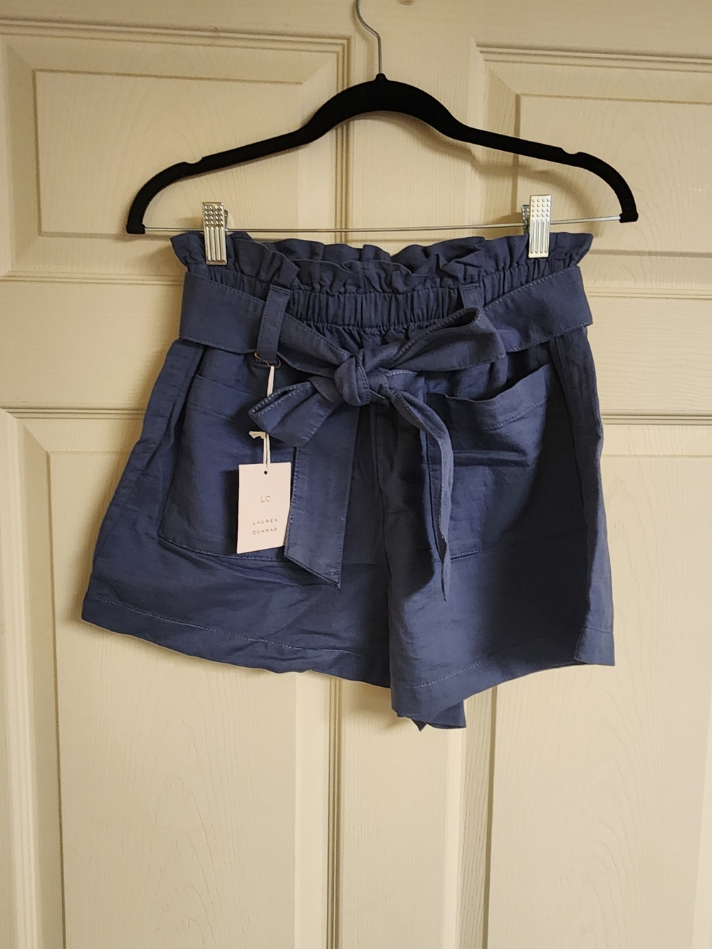 LC Lauren Conrad High Waist Paperbag Shorts - Blue